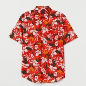 Scarlet Floral Men's Cotton Button-Down shirt